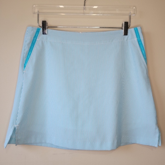 Lady Hagen Blue & White Pin Striped Skort Textured Size 10 Athletic Golf - Picture 1 of 11